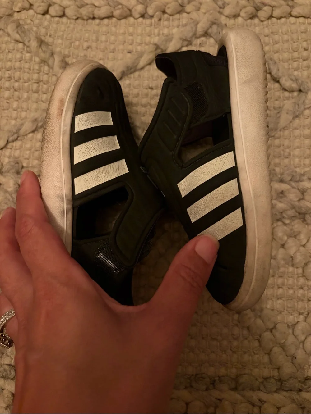adidas Kids Black and White Slip-On Water Shoes